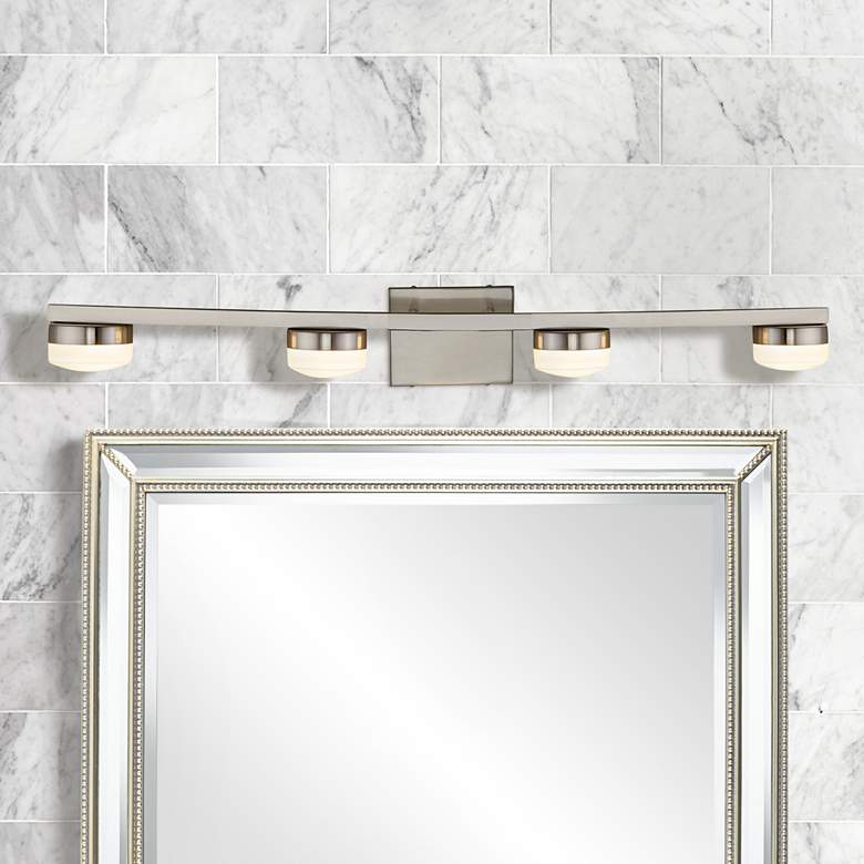 Image 1 Puck 33" Wide Brushed Nickel 4-Light LED Bath Light