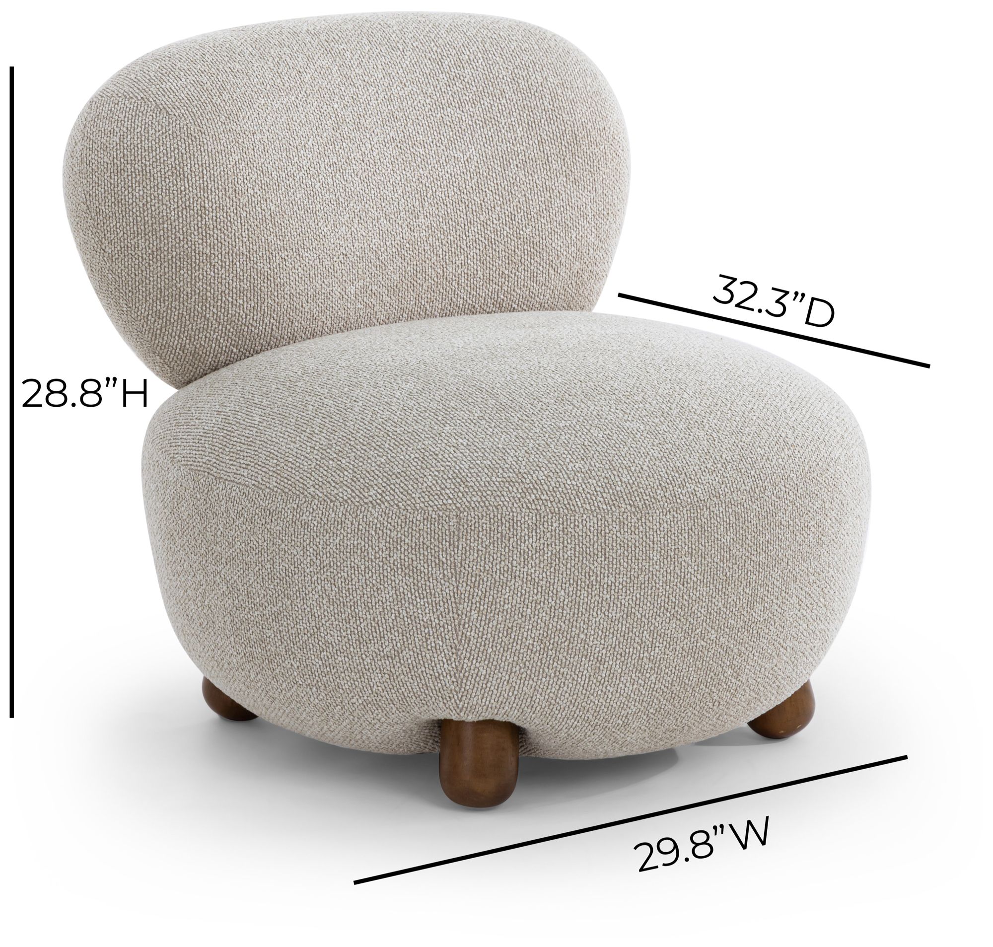 Image 2 Pucker Warm Grey Boucle Accent Chair more views