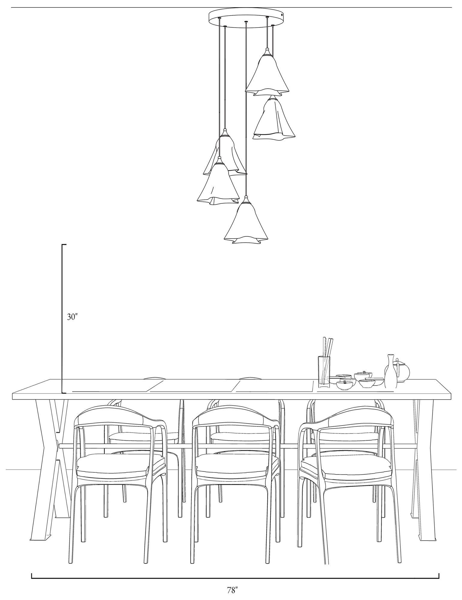 Pufydace 5-Light LED Cluster Glass Island Pendant Light - Made to Order
