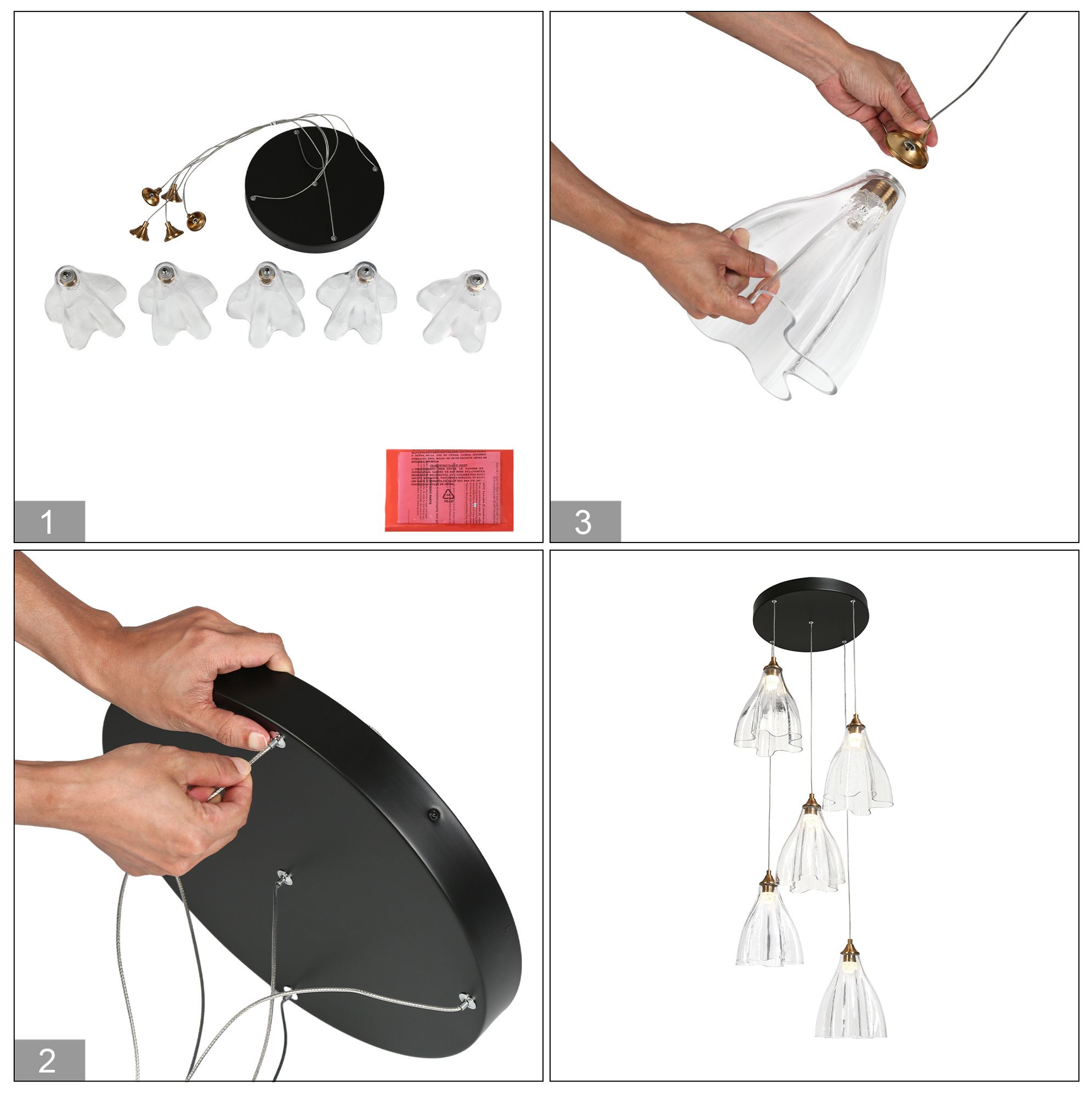 Pufydace 5-Light LED Cluster Glass Island Pendant Light - Made to Order