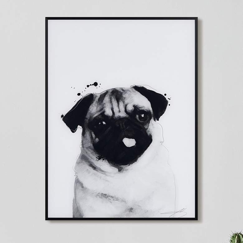 Image 2 Pug 24" High Rectangular Framed Glass Wall Art