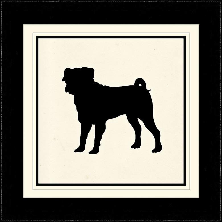 Image 1 Pug Silhouette 15 1/2 inch Square Framed Giclee Wall Art