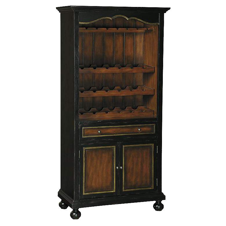 Image 1 Pulaski Dino Distressed Black Beadboard Wine Cabinet