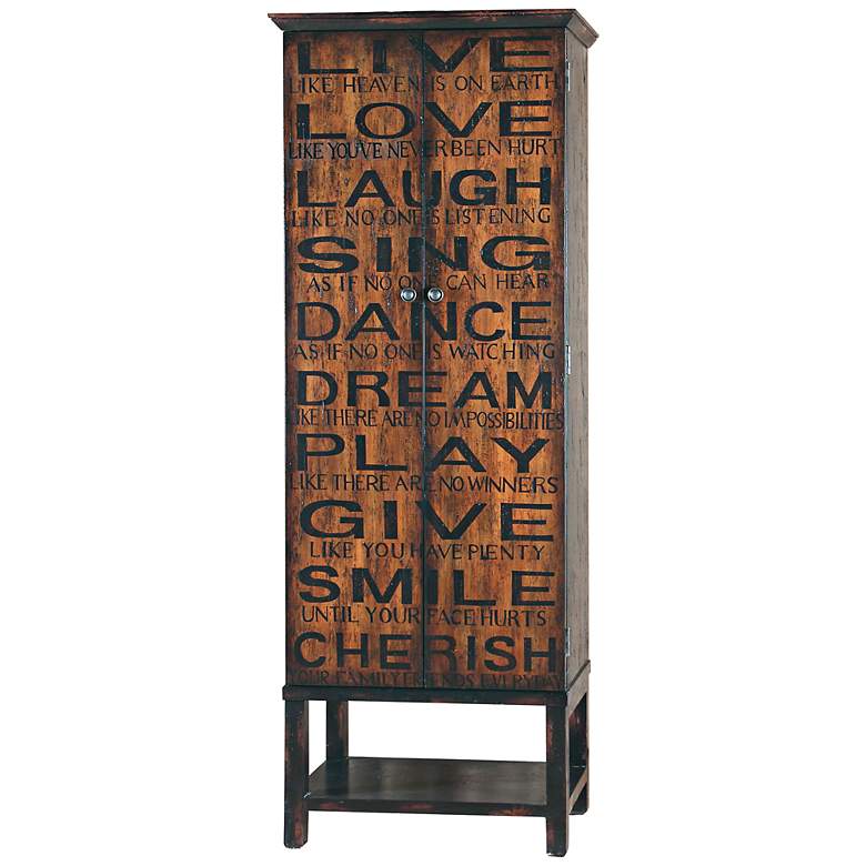 Image 1 Pulaski Regan Live Love Laugh Wood Wine Cabinet