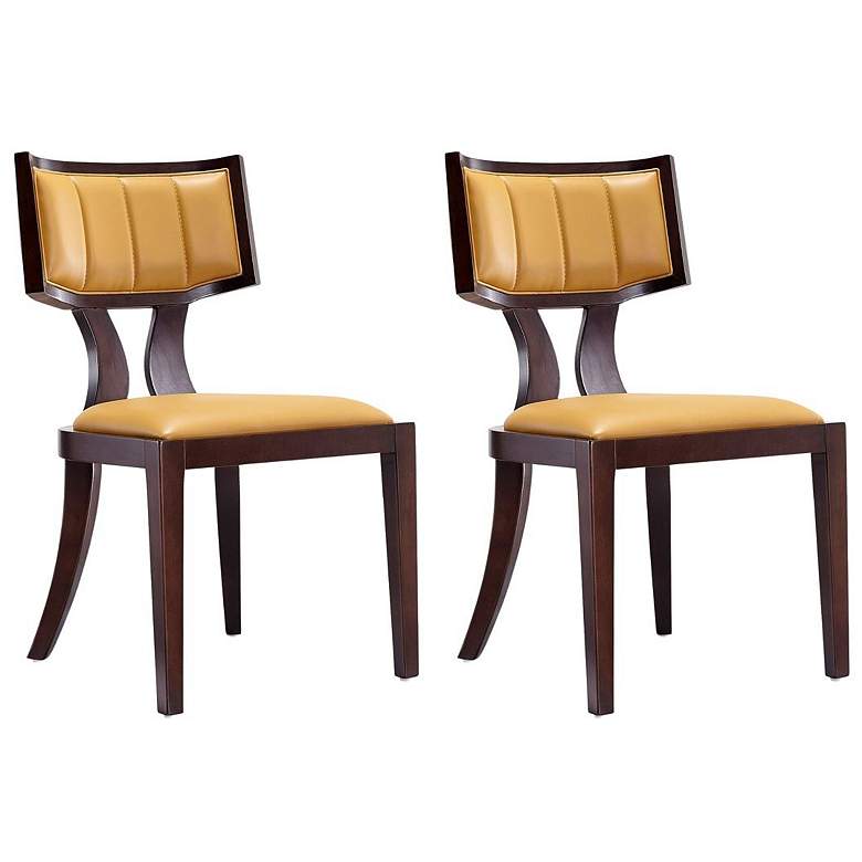 Image 1 Pulitzer Camel and Walnut Faux Leather Dining Chair (Set of Two)