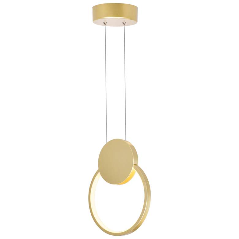 Image 1 Pulley 8 in LED Satin Gold Mini Pendant
