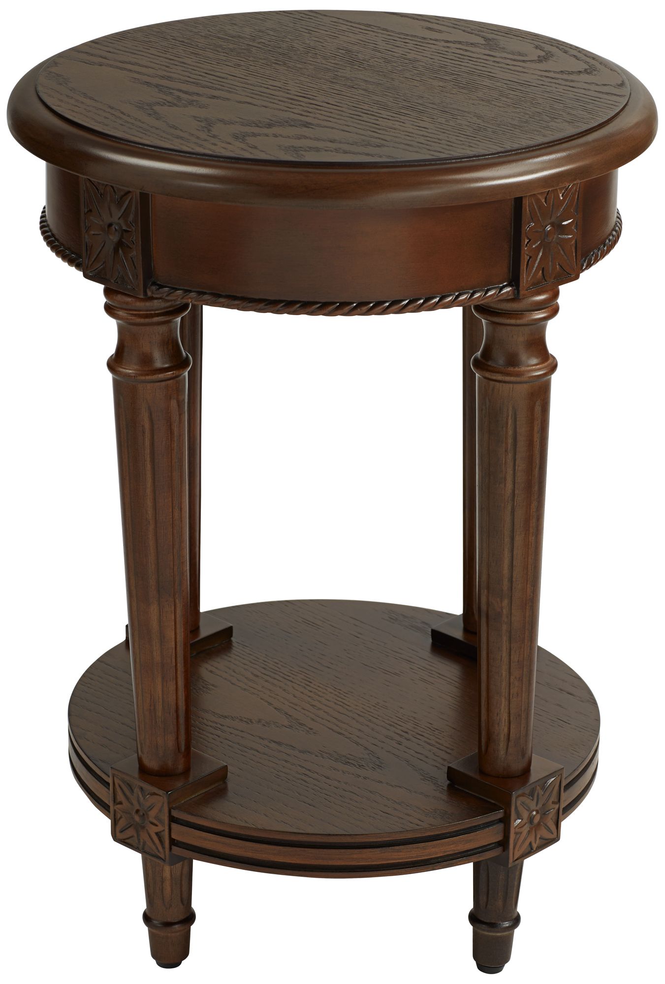 Image 5 Pullman 16" Wide Distressed Walnut Finish Round End Table more views