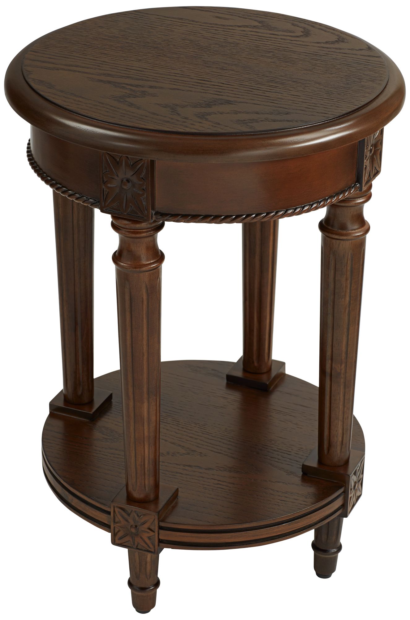 Image 6 Pullman 16" Wide Distressed Walnut Finish Round End Table more views