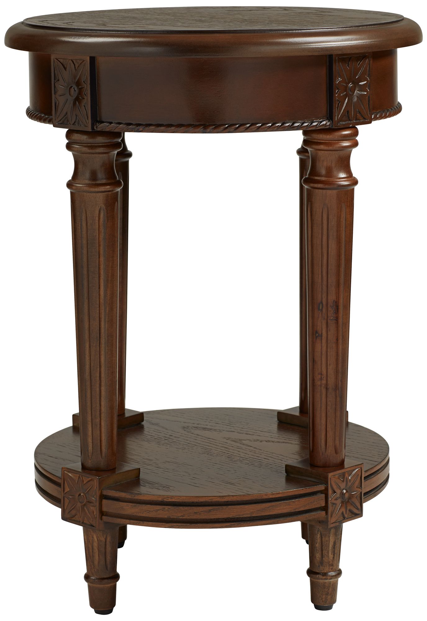 Image 7 Pullman 16" Wide Distressed Walnut Finish Round End Table more views