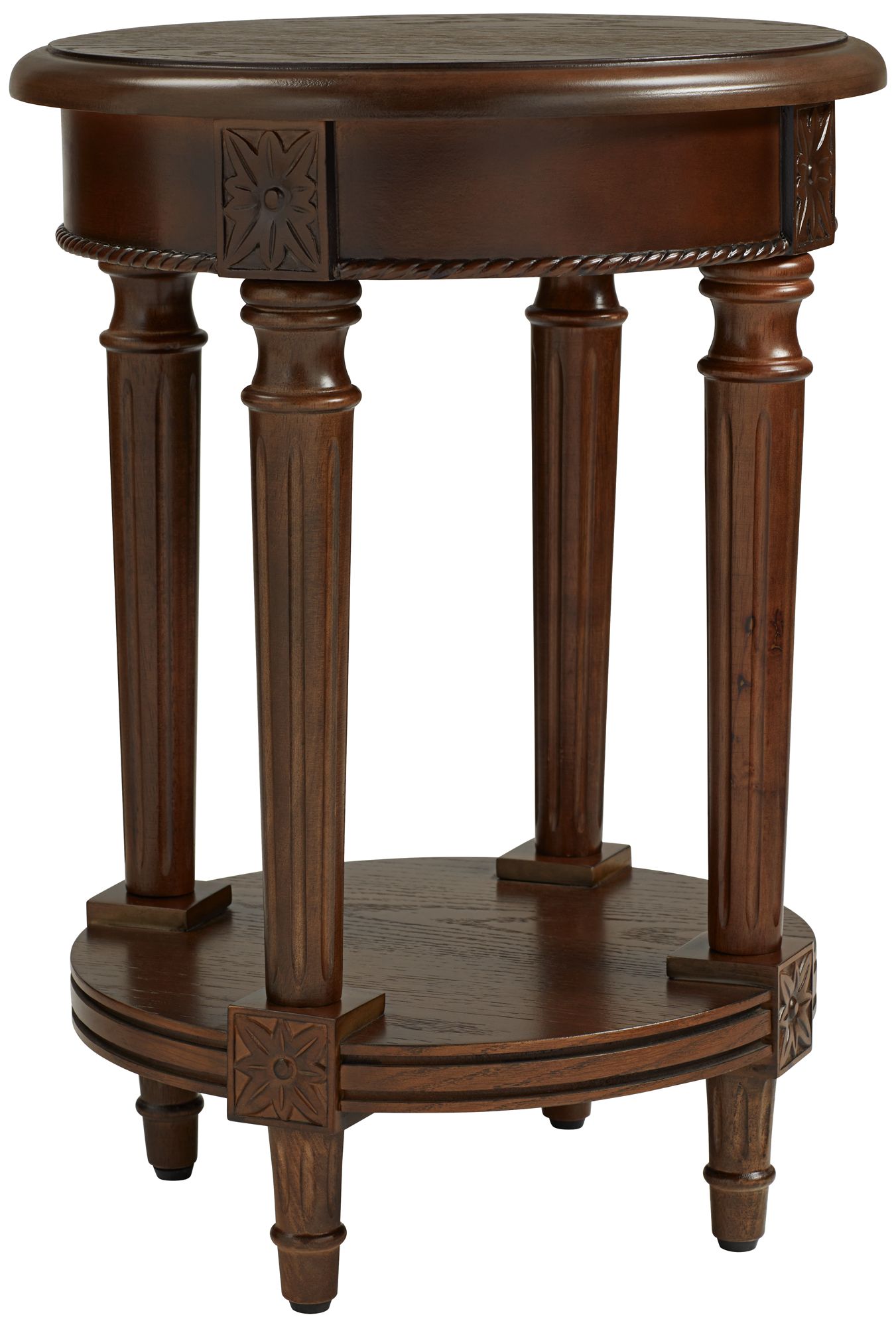Pullman 16" Wide Distressed Walnut Finish Round End Table