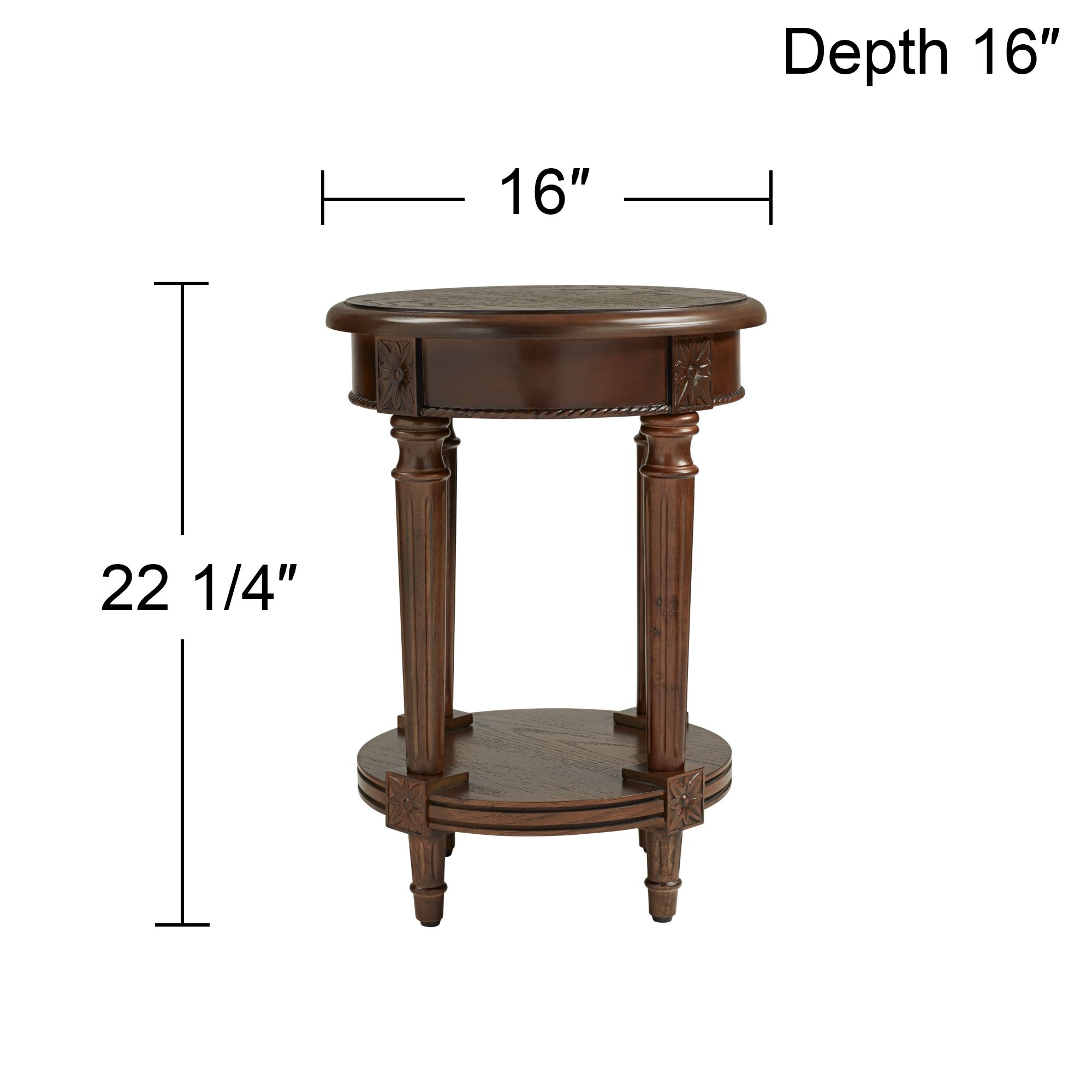 Pullman 16" Wide Distressed Walnut Finish Round End Table in scene