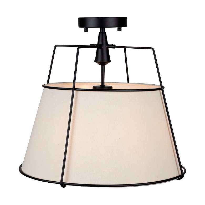 Image 4 Pullman 17" Wide 3-Light Black Semi-Flush Mount With Cream Linen Shade more views