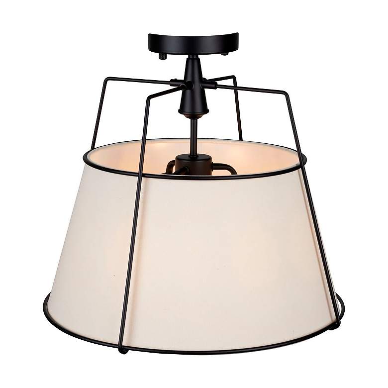 Image 5 Pullman 17" Wide 3-Light Black Semi-Flush Mount With Cream Linen Shade more views