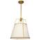 Pullman 17" Wide 3-Light Brass Pendant With Cream Linen Shade