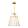 Thumbnail2 of Pullman 17" Wide 3-Light Brass Pendant With Cream Linen Shade more views