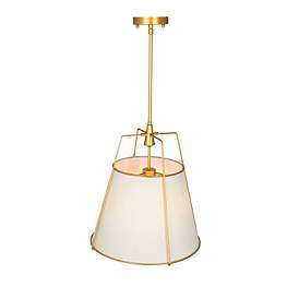 Image3 of Pullman 17" Wide 3-Light Brass Pendant With Cream Linen Shade more views