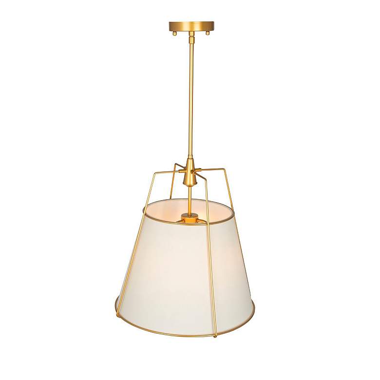 Image 3 Pullman 17" Wide 3-Light Brass Pendant With Cream Linen Shade more views