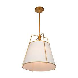 Image4 of Pullman 17" Wide 3-Light Brass Pendant With Cream Linen Shade more views