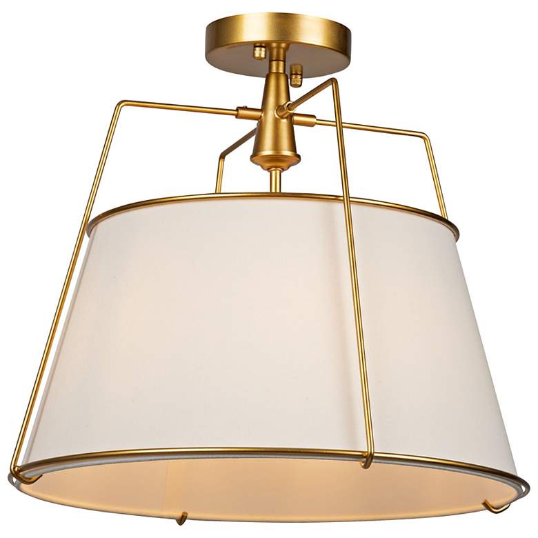 Image 1 Pullman 17" Wide Brass Drum Ceiling Light