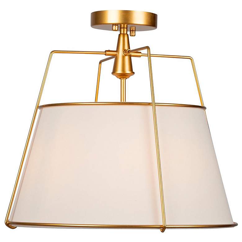 Image 2 Pullman 17" Wide Brass Drum Ceiling Light more views