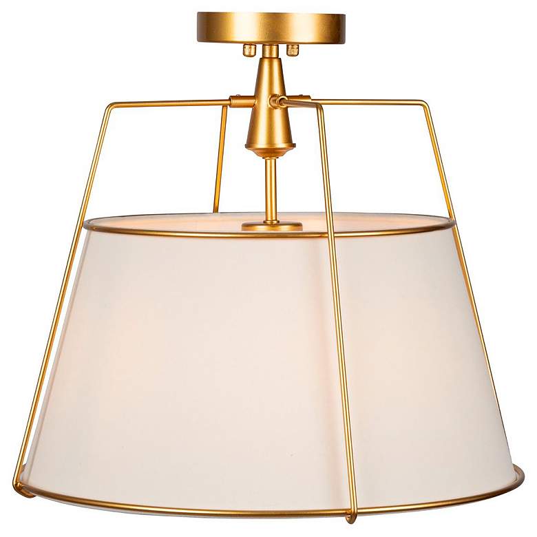 Image 3 Pullman 17" Wide Brass Drum Ceiling Light more views