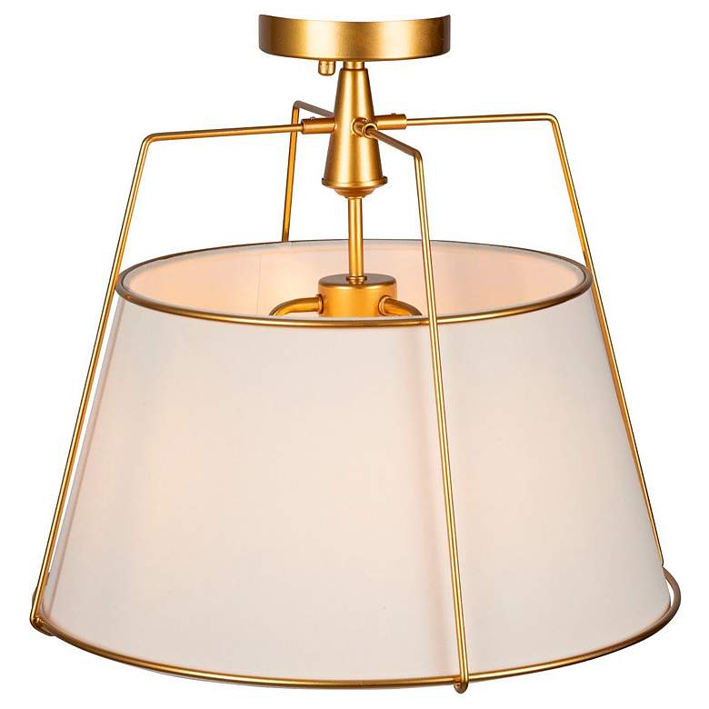 Image 4 Pullman 17" Wide Brass Drum Ceiling Light more views