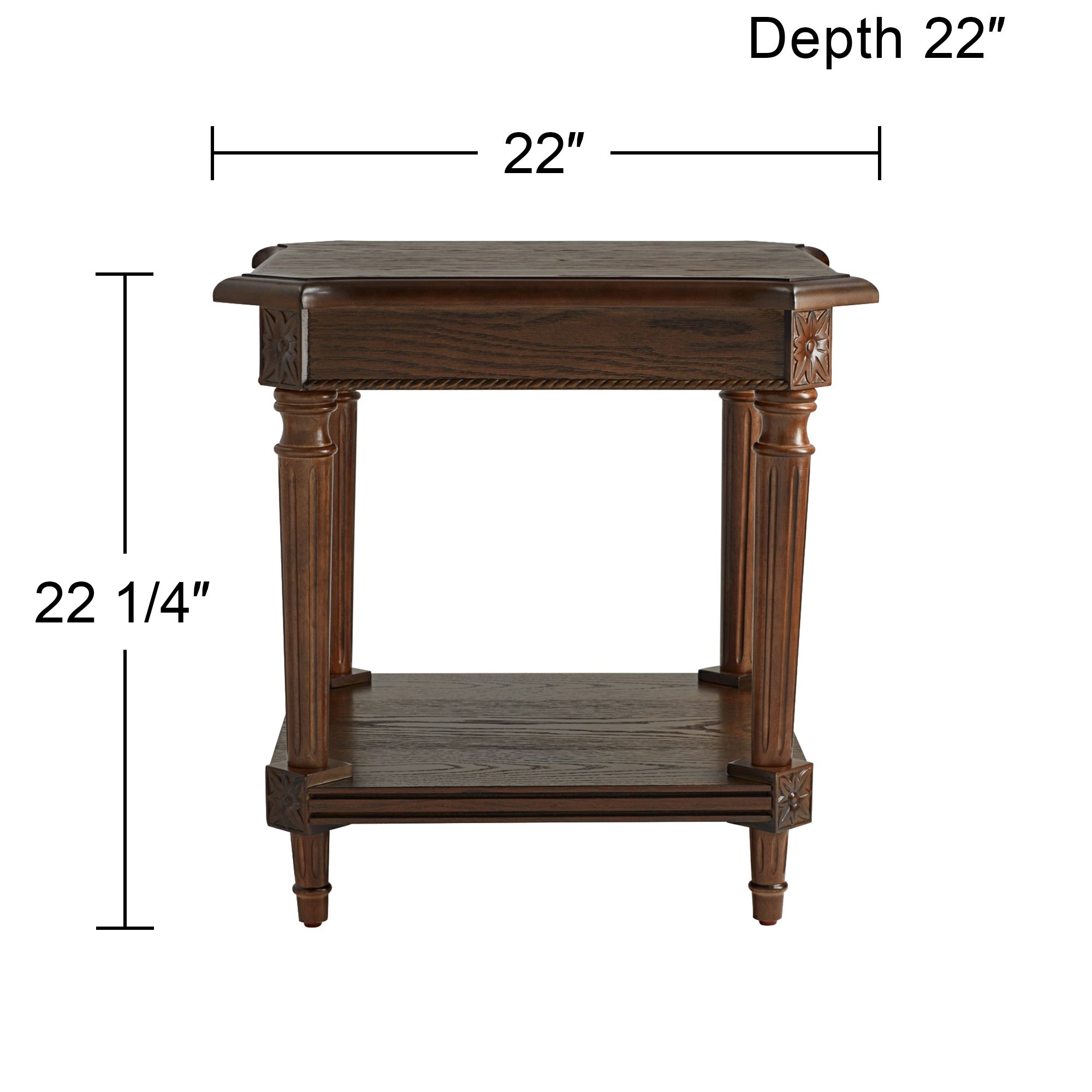Pullman 22" Wide Distressed Walnut Wood Square End Table in scene