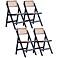 Pullman Black Wood and Cane Folding Dining Chairs Set of 4