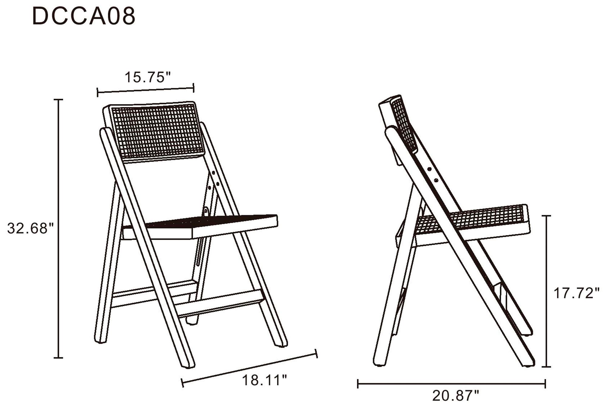 Pullman Black Wood and Cane Folding Dining Chairs Set of 4 in scene