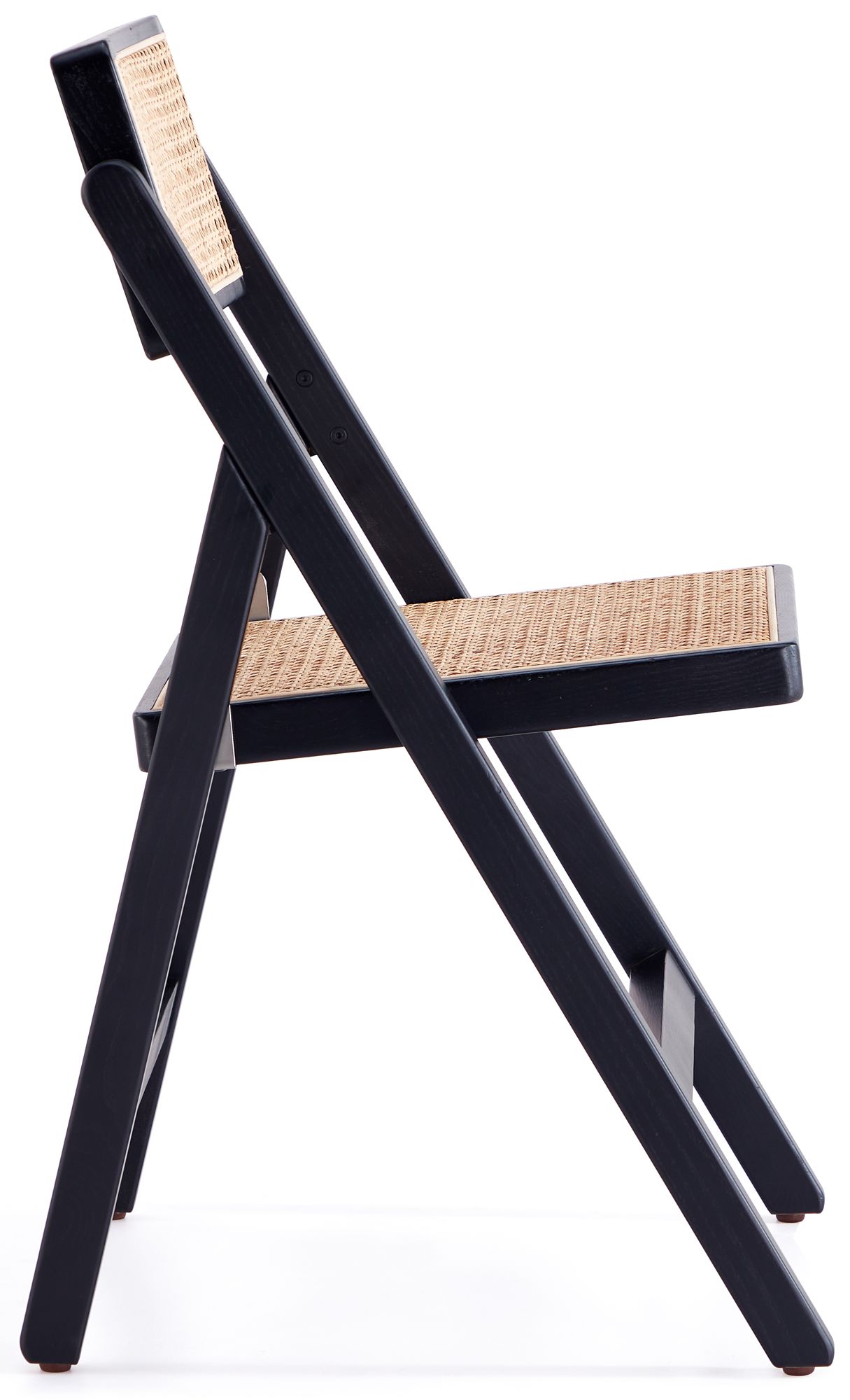 Pullman Black Wood and Cane Folding Dining Chairs Set of 4 in scene