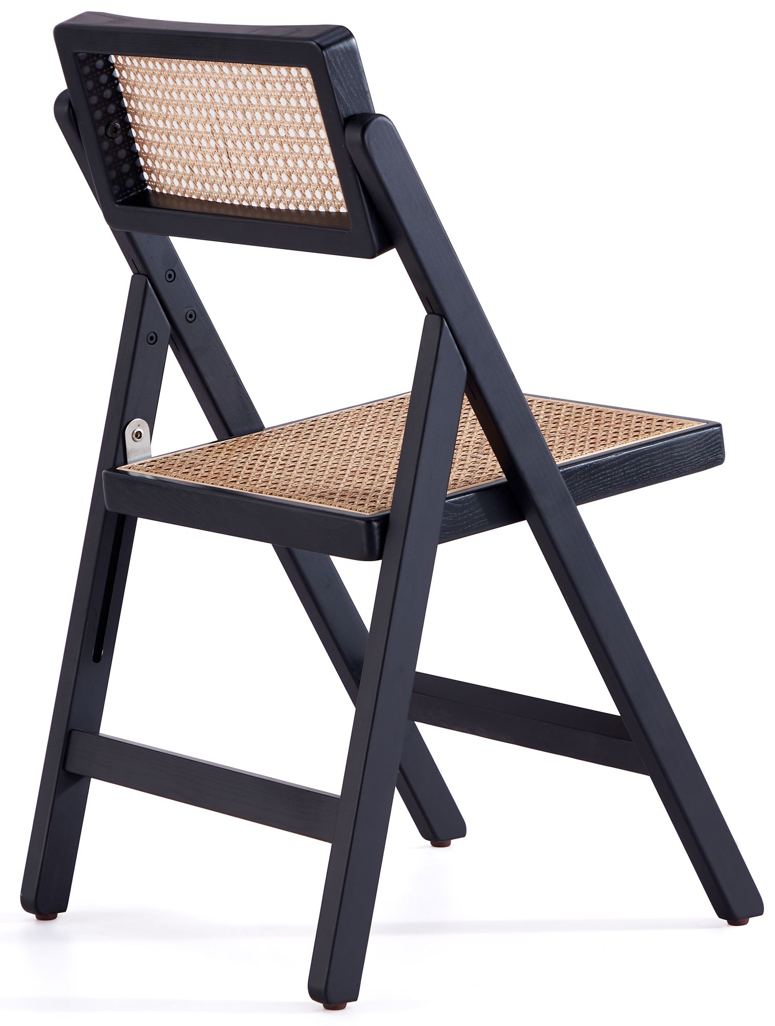 Pullman Black Wood and Cane Folding Dining Chairs Set of 4 in scene