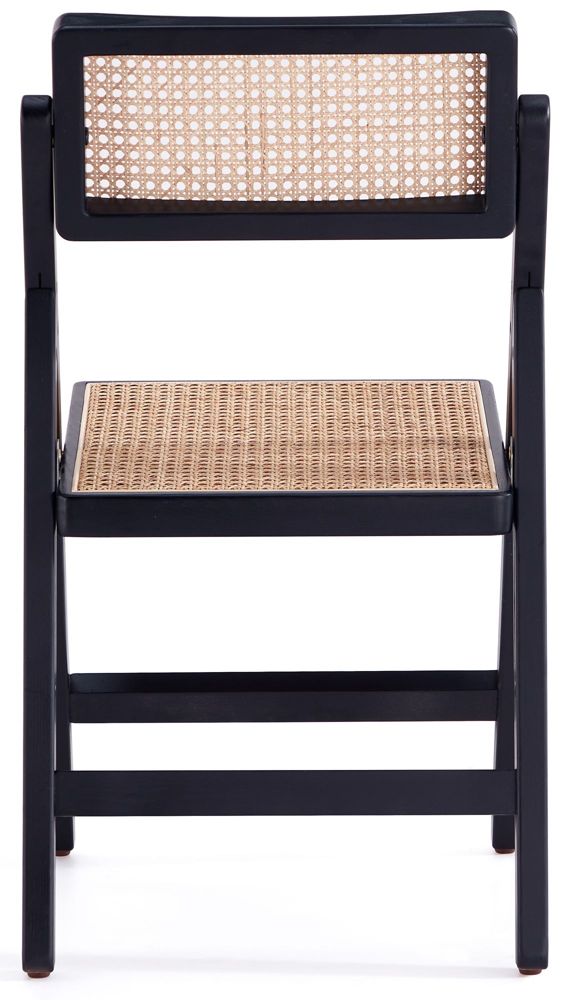 Pullman Black Wood and Cane Folding Dining Chairs Set of 4 in scene