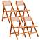 Pullman Nature Wood and Cane Folding Dining Chairs Set of 4