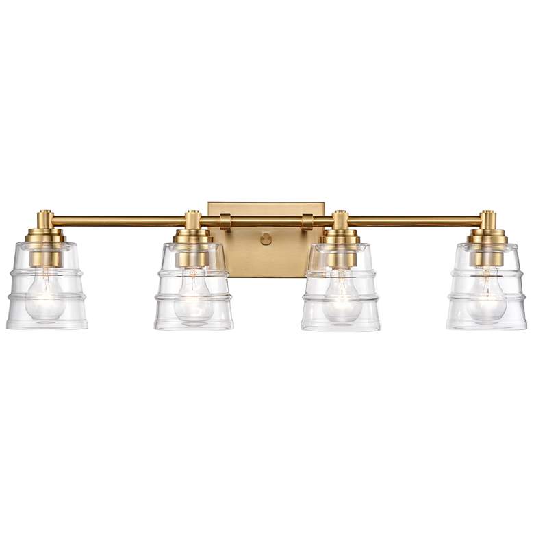 Image 1 Pulsate 30.25" Wide 4-Light Vanity Light - Satin Brass
