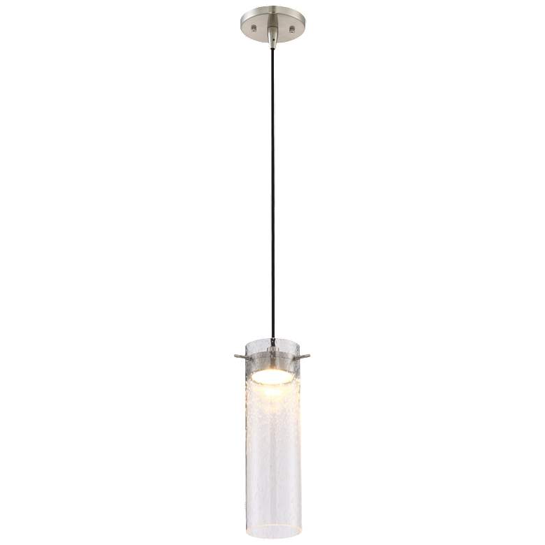 Image 1 Pulse 3" Wide Brushed Nickel LED Mini Pendant w/ Clear Glass