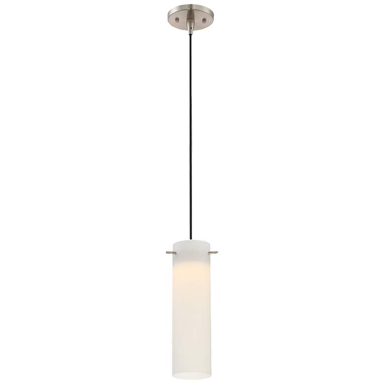 Image 1 Pulse 3"W Brushed Nickel Mini Pendant w/ White Opal Glass