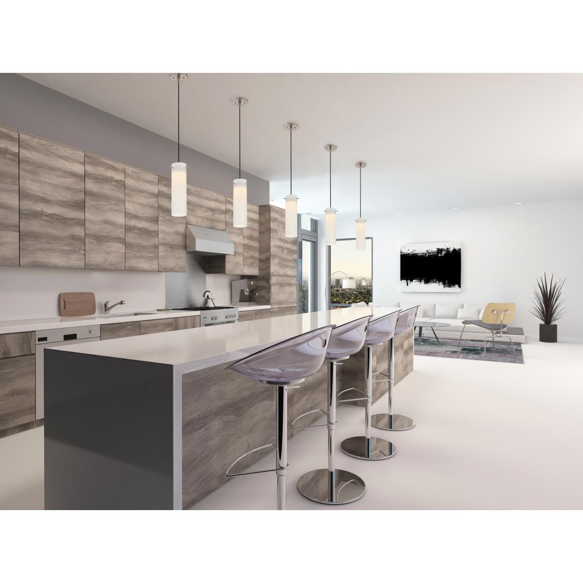 Image 2 Pulse 3"W Brushed Nickel Mini Pendant w/ White Opal Glass more views