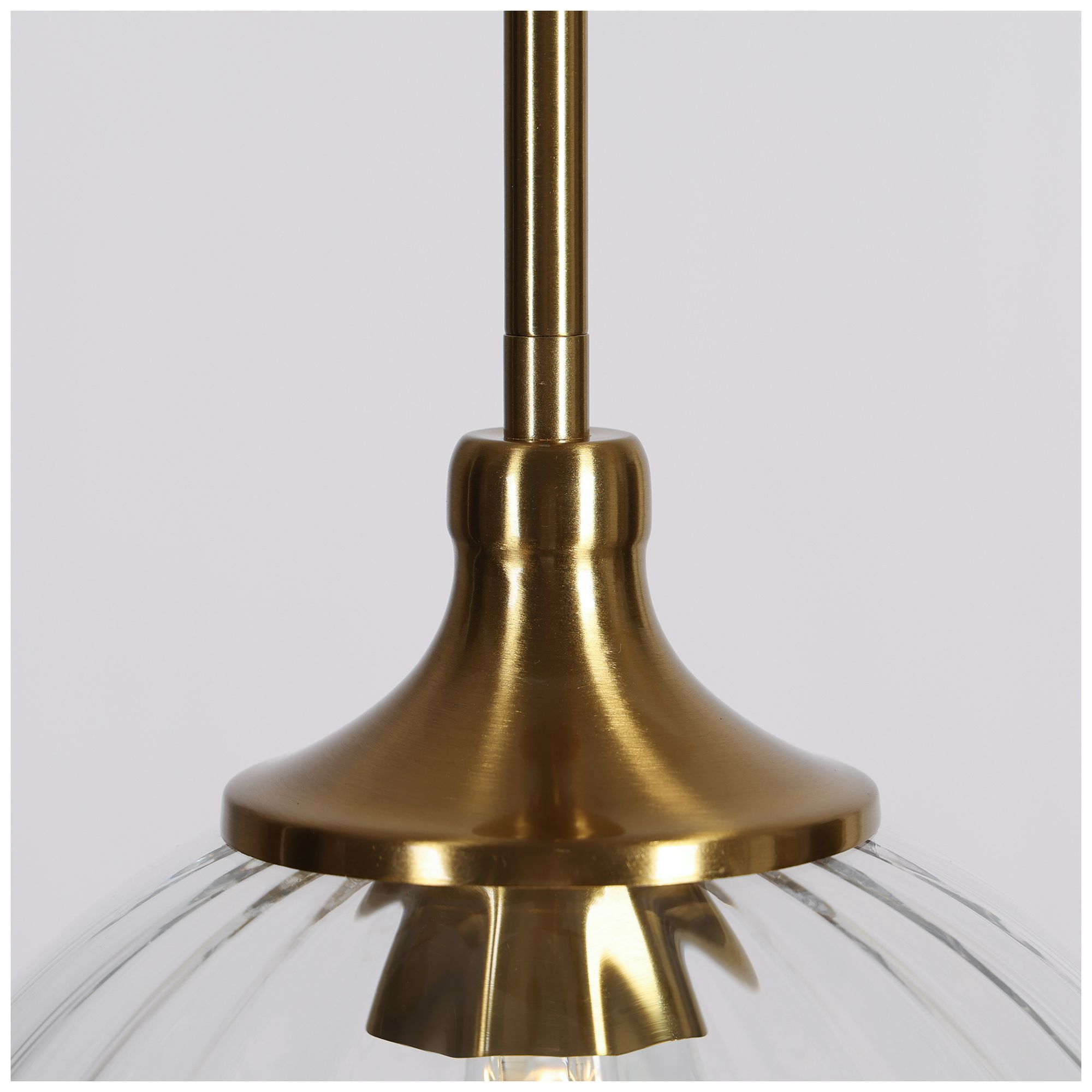 Image 3 Pumpflute Modern Brass 9" 1-Light Kitchen Island Pendant Light Fluted Glass more views
