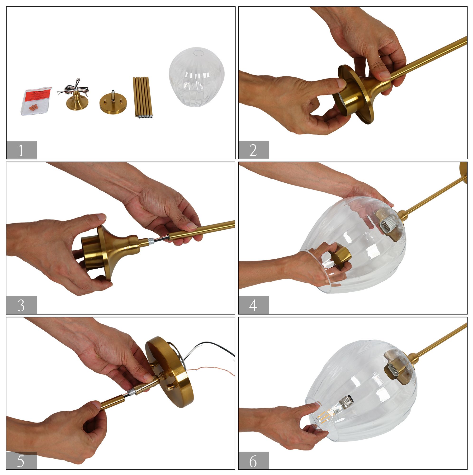 Image 4 Pumpflute Modern Brass 9" 1-Light Kitchen Island Pendant Light Fluted Glass more views