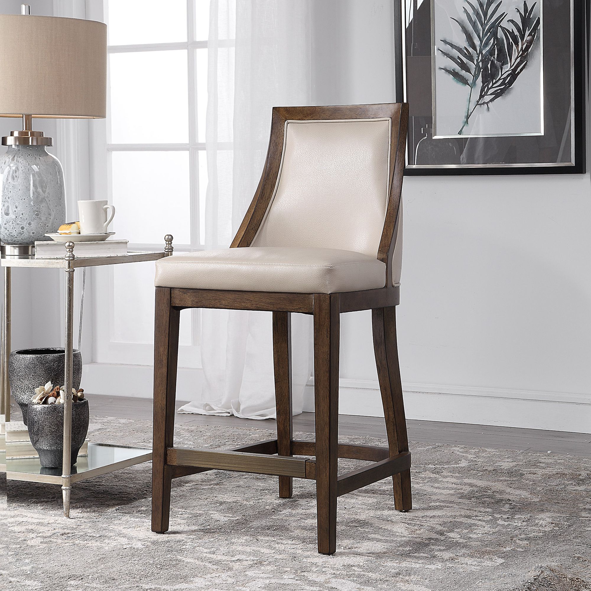 Purcell 26 3/4" Cappuccino Faux Leather Counter Stool in scene