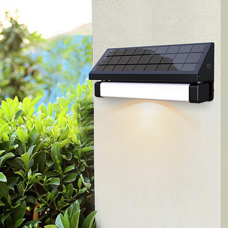 Pure Digital 11 4/5&quot; Wide Black LED Outdoor Solar Powered Light