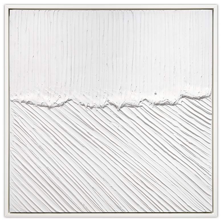 Image 2 Pure Serenity Heavily Textured Hand Painted White Framed Canvas Wall Art