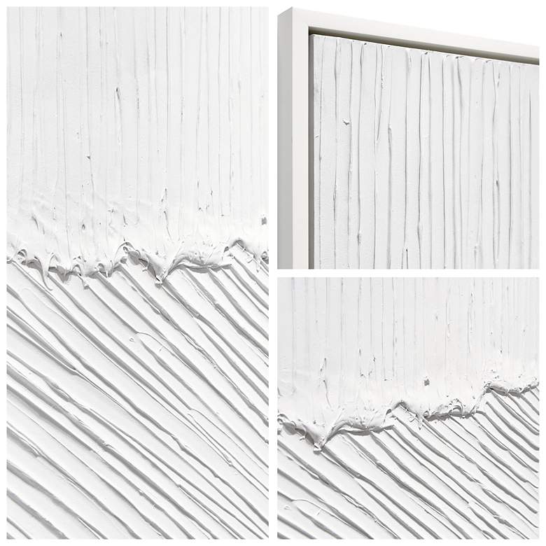 Image 4 Pure Serenity Heavily Textured Hand Painted White Framed Canvas Wall Art more views