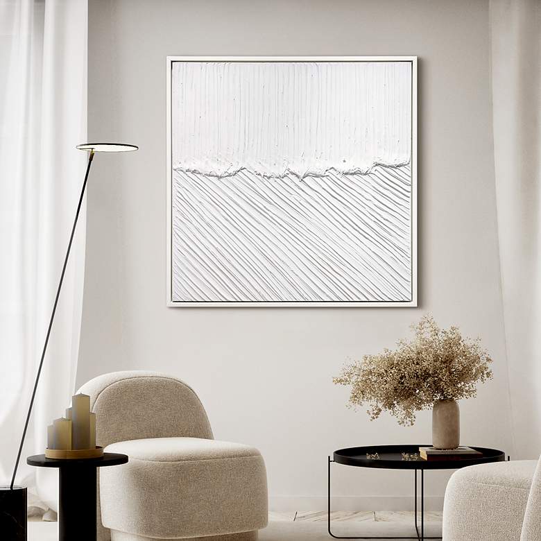 Image 6 Pure Serenity Heavily Textured Hand Painted White Framed Canvas Wall Art more views