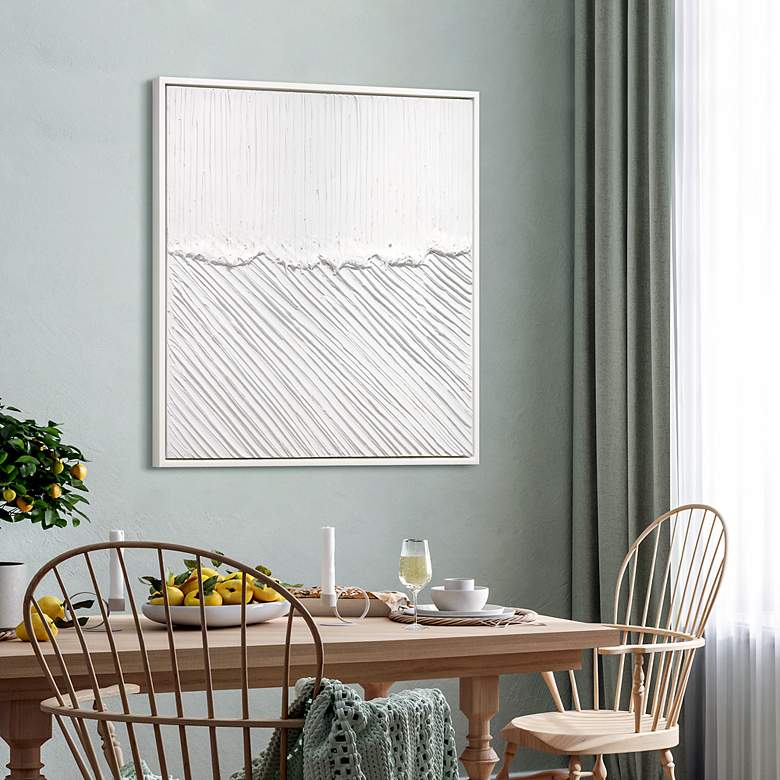 Image 7 Pure Serenity Heavily Textured Hand Painted White Framed Canvas Wall Art more views