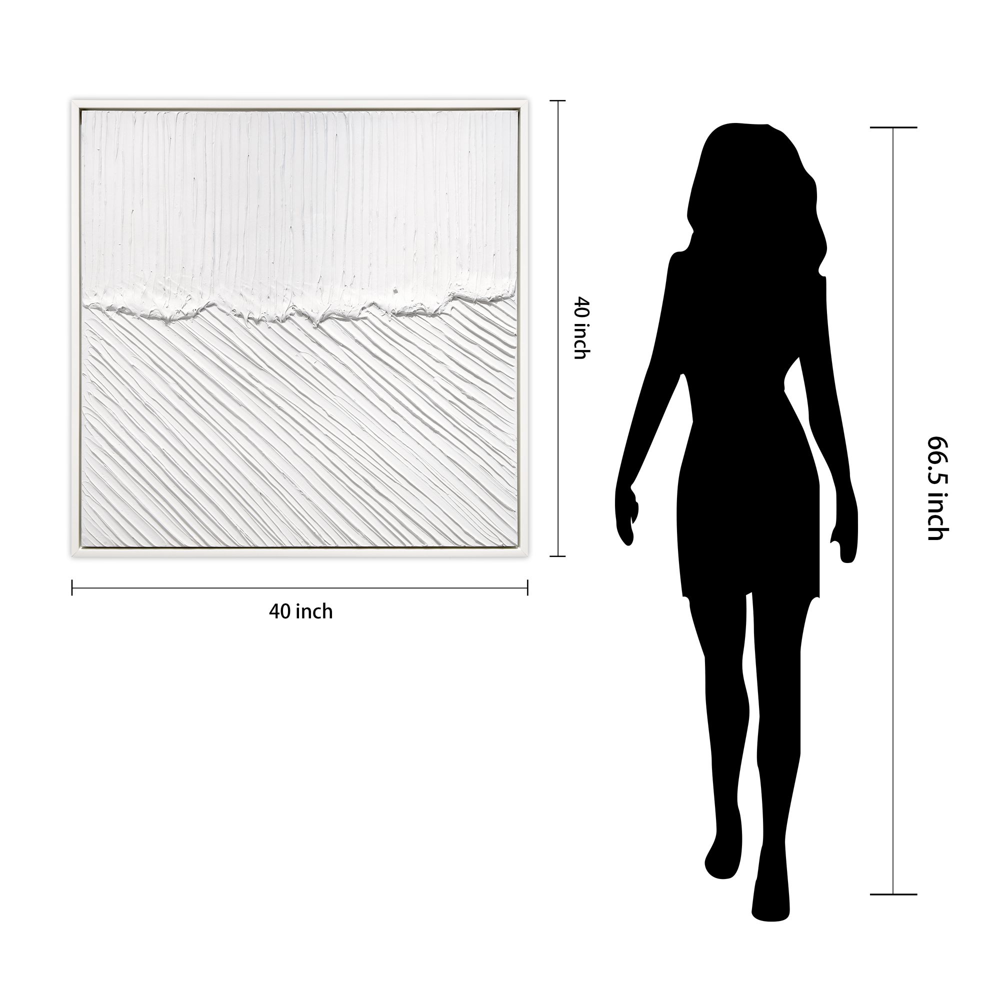 Pure Serenity Heavily Textured Hand Painted White Framed Canvas Wall Art