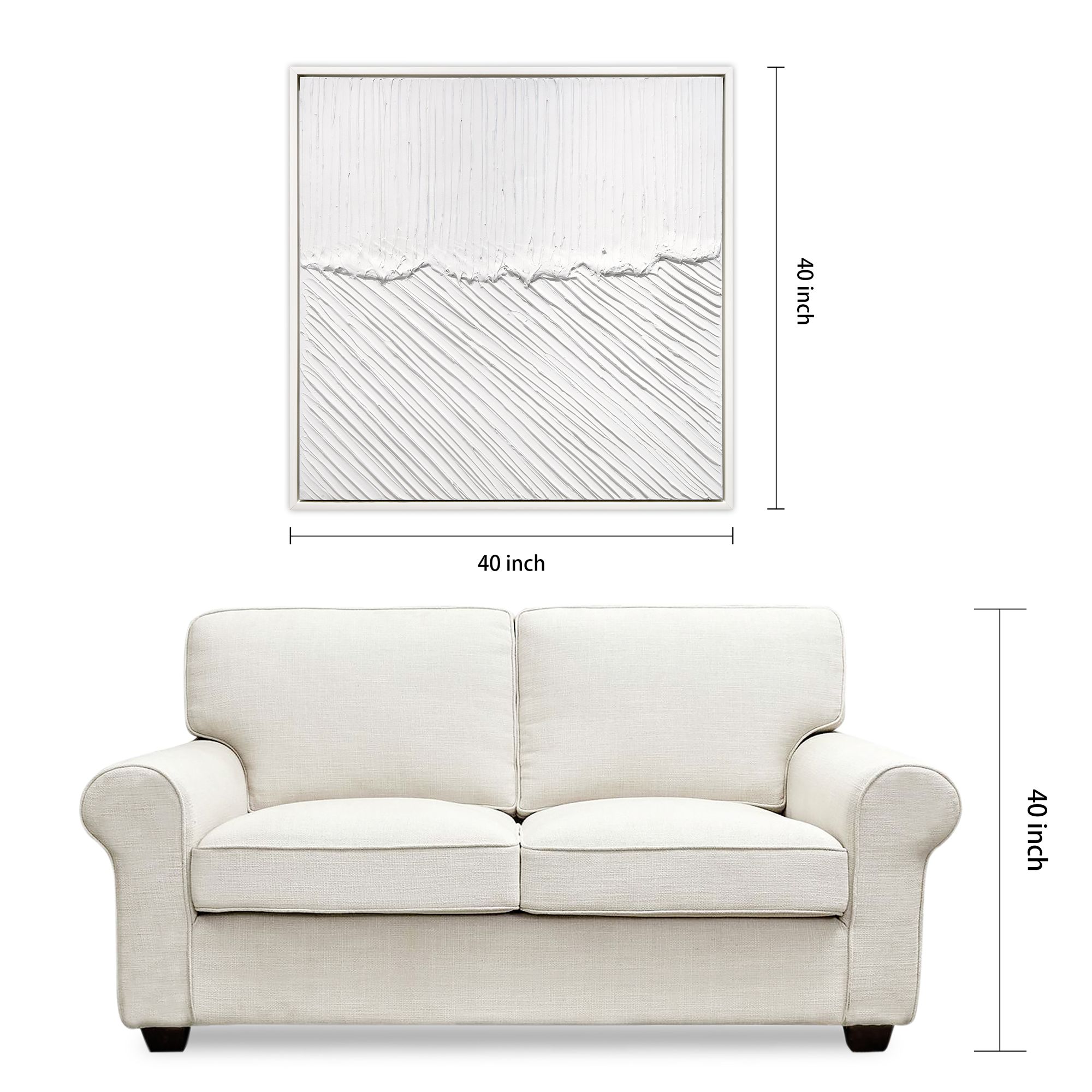 Pure Serenity Heavily Textured Hand Painted White Framed Canvas Wall Art