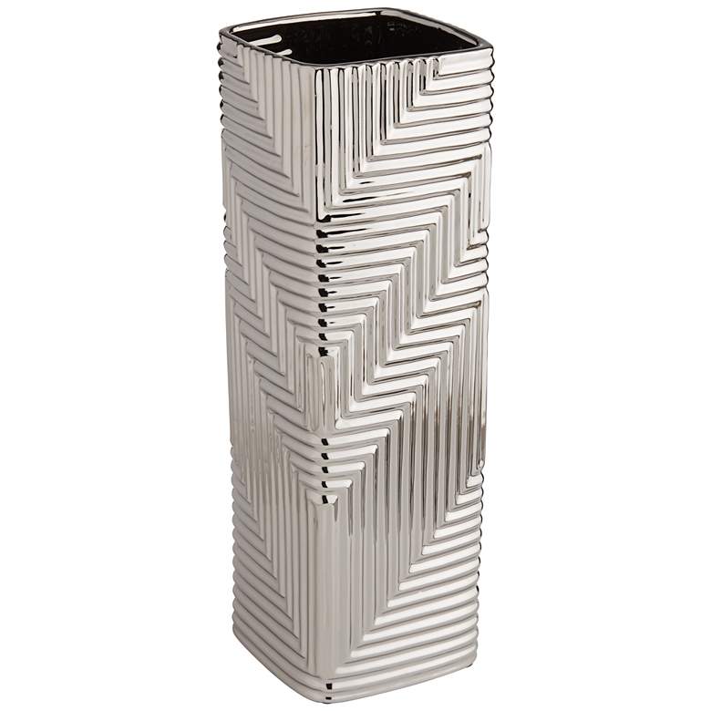 Image 1 Pure Silver Plating Texture 13 1/2 inch High Ceramic Vase