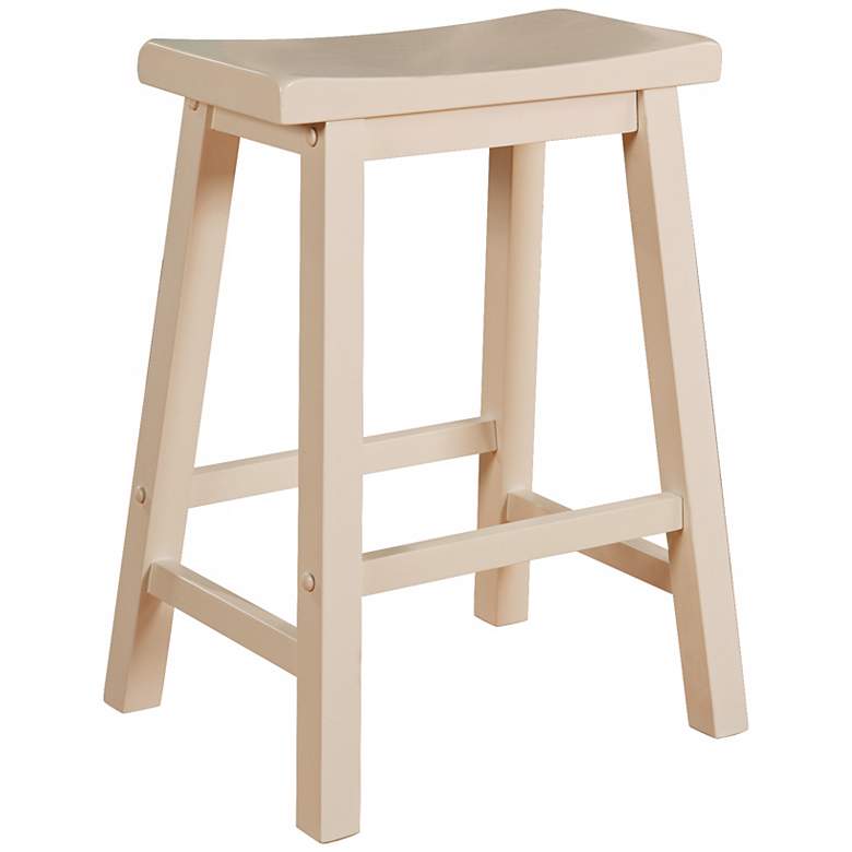 Image 1 Pure White 24 inch High Saddle Counter Stool
