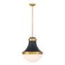 3_Purelight 16 1/4"W Dark Matte Black and Brass Pendant Light more views